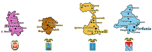 Mapa de otras provincias del Piamonte